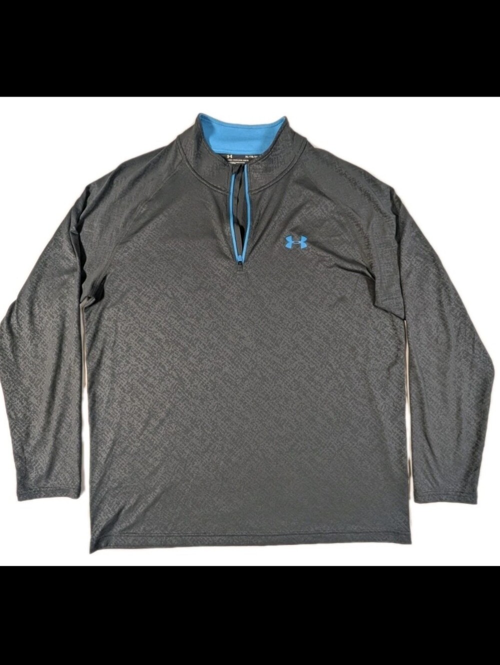 Under Armour Mens XL HeatGear 1/4 Zip Pullover Shirt Loose Grey Blue Long Sleeve